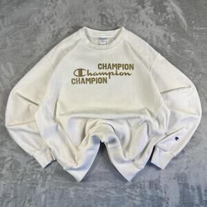 Vintage y2k Champion reverse weave white Spellout sweatshirt size XL